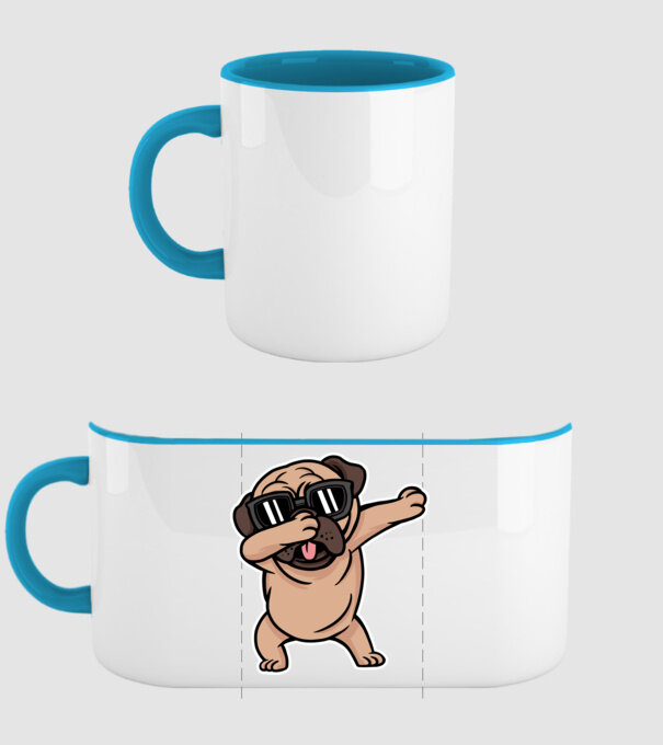 Pug DAB model albastru deschis pe tricou