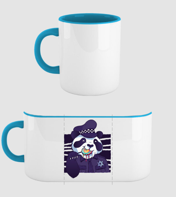 Panda polițist cu acadea model albastru deschis pe tricou