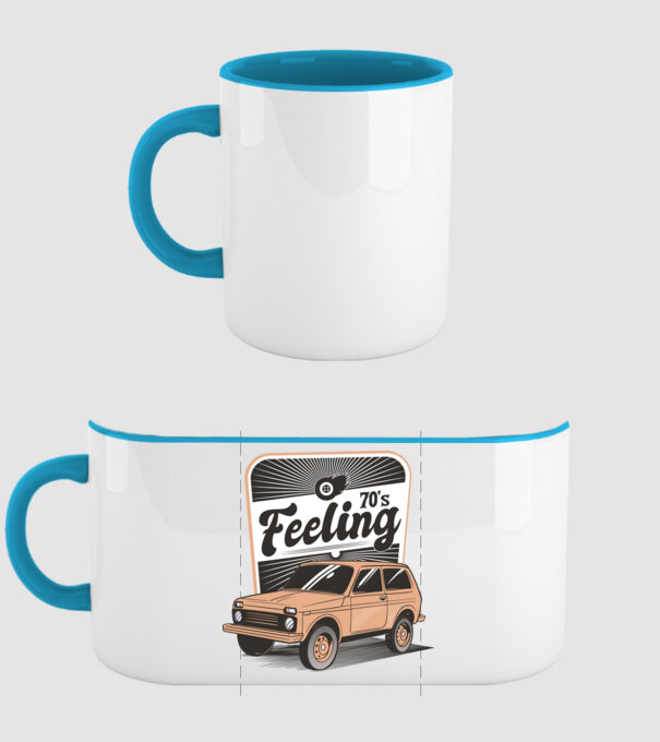 Mașină Retro anii 70 Lada Niva model albastru deschis pe tricou