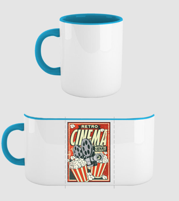 Afiș cinema retro model albastru deschis pe tricou