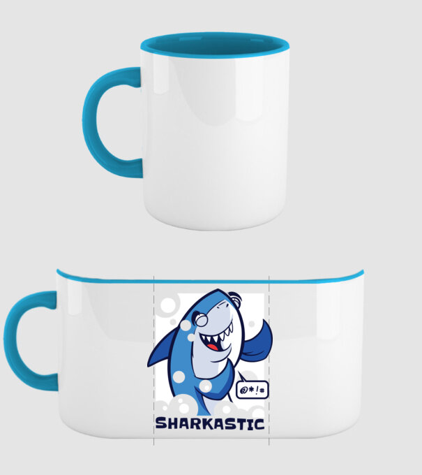 Sharkastic - Rechinul sarcastic model albastru deschis pe tricou