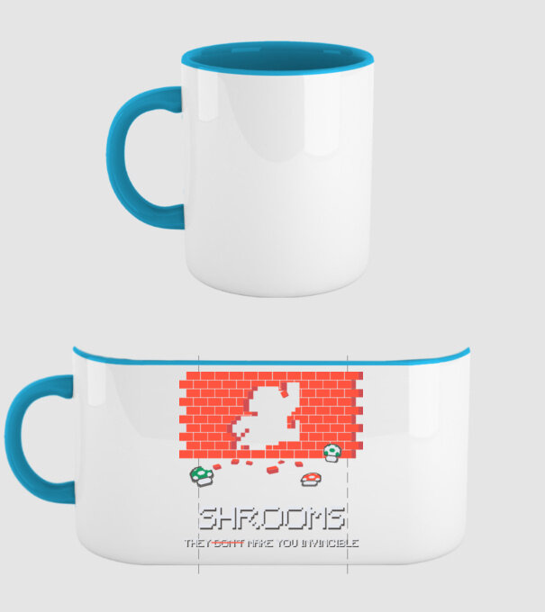 Shrooms - They make you invincible Mario model albastru deschis pe tricou
