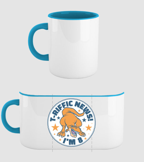 'T-rex Terrific news i''m 8' model albastru deschis pe tricou