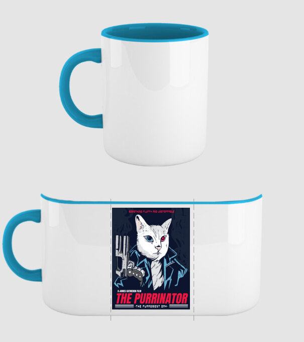 The Purrinator Pisică model albastru deschis pe tricou