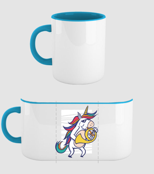 Unicorn Corn model albastru deschis pe tricou