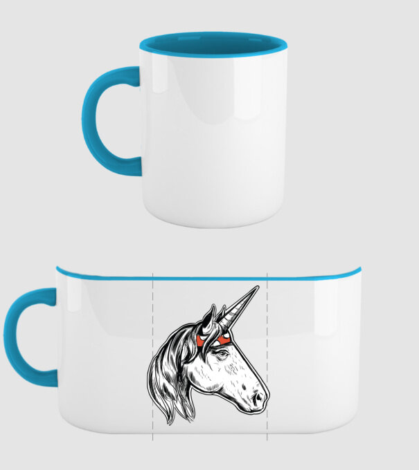 Cal Unicorn model albastru deschis pe tricou