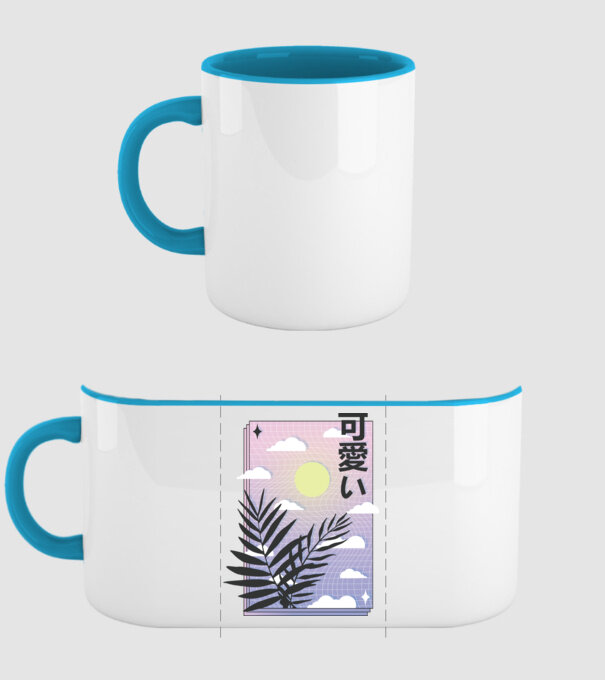 Vaporwave Val model albastru deschis pe tricou