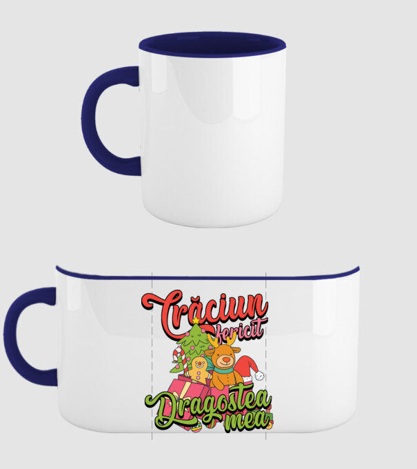 CRĂCIUN FERICIT DRAGOSTEA MEA model albastru închis pe tricou