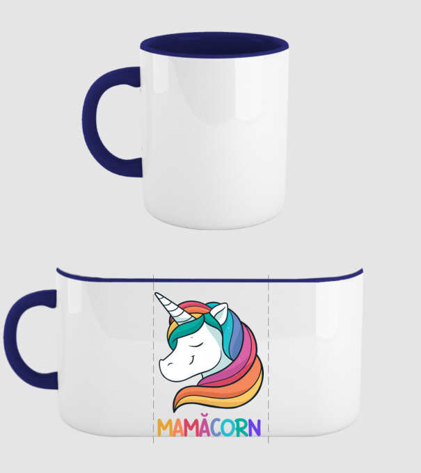 mamăcorn model albastru închis pe tricou