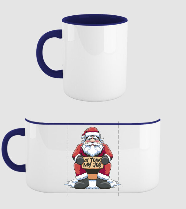 AI took my job Santa model albastru închis pe tricou