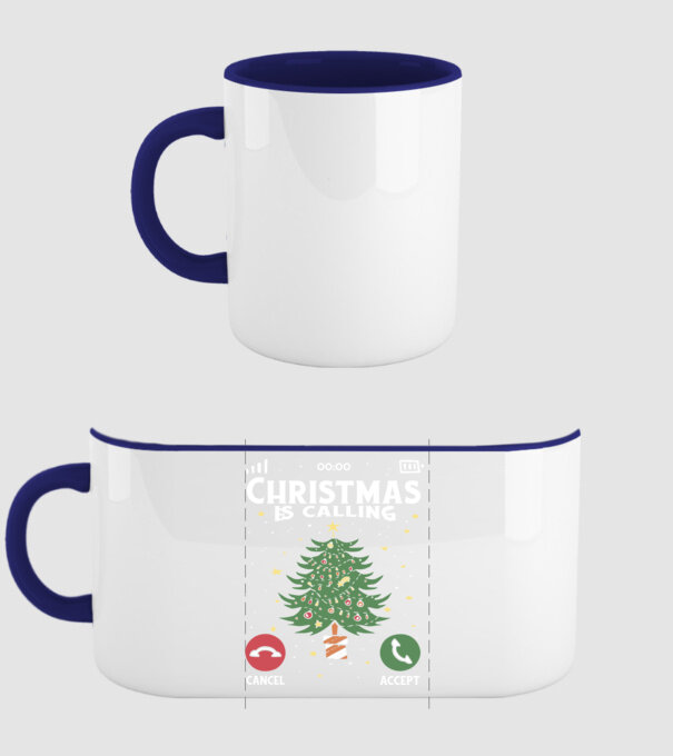 Christmas is calling model albastru închis pe tricou