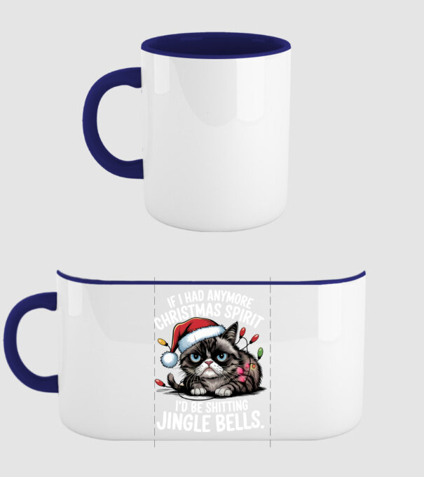 Christmas Spirit Grumpy Cat Negru model albastru închis pe tricou