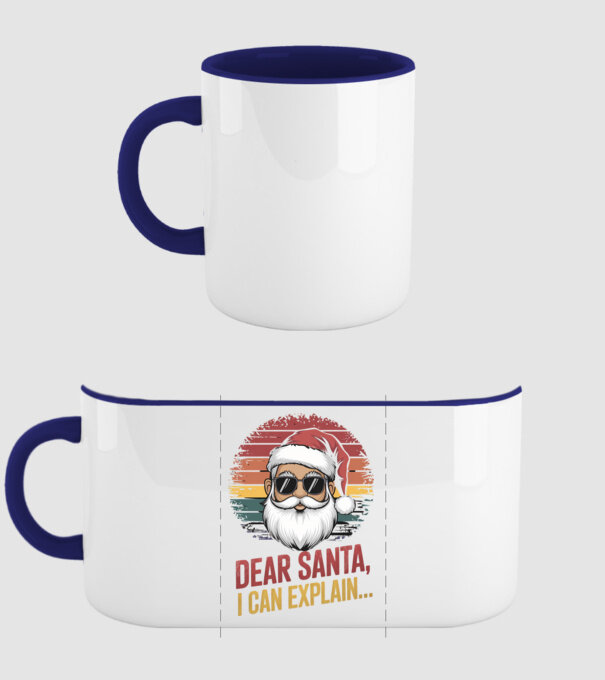 Dear Santa, I can explain... model albastru închis pe tricou