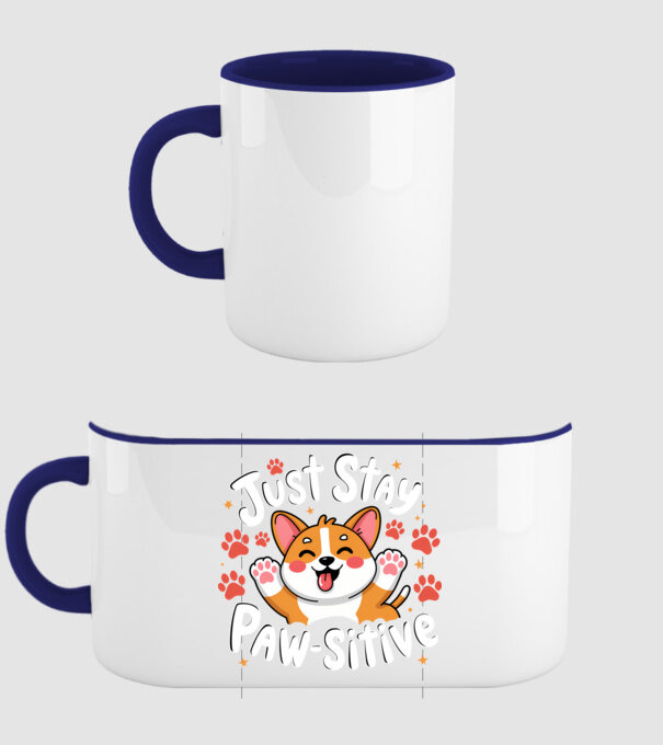 Just Stay Paw-sitive Negru model albastru închis pe tricou