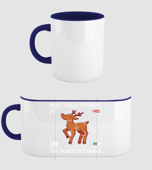 Most likely to shoot the reindeer tonight model albastru închis pe tricou
