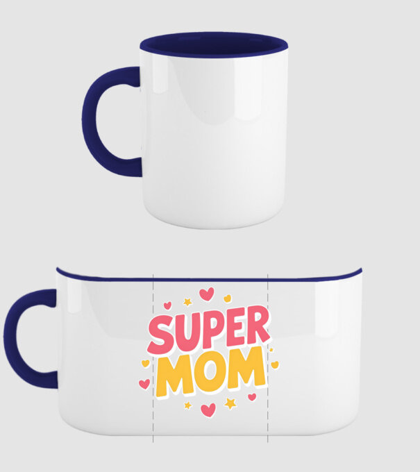 Super Mom Negru model albastru închis pe tricou