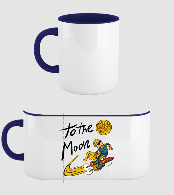 To the Moon Bitcoin model albastru închis pe tricou