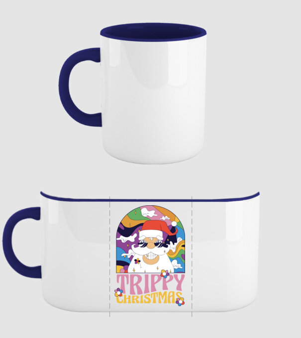 Trippy Christmas model albastru închis pe tricou