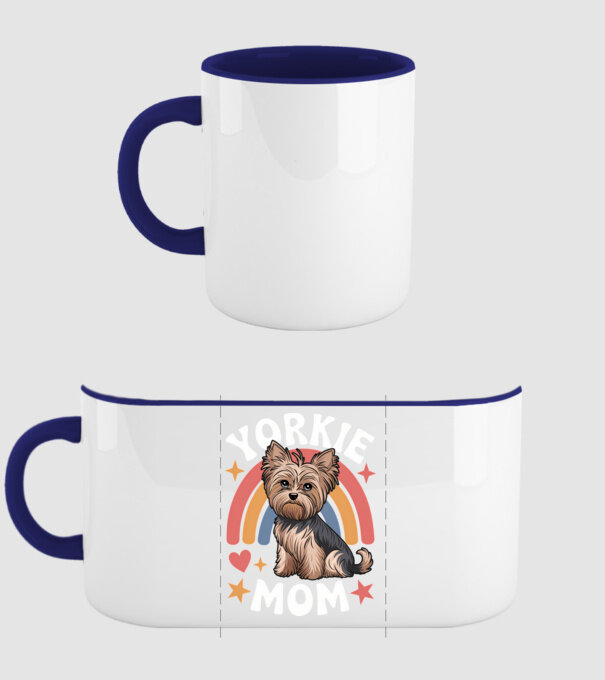 Yorkie Mom Negru model albastru închis pe tricou