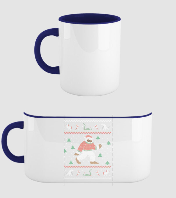 Ugly Sweater Yeti model albastru închis pe tricou
