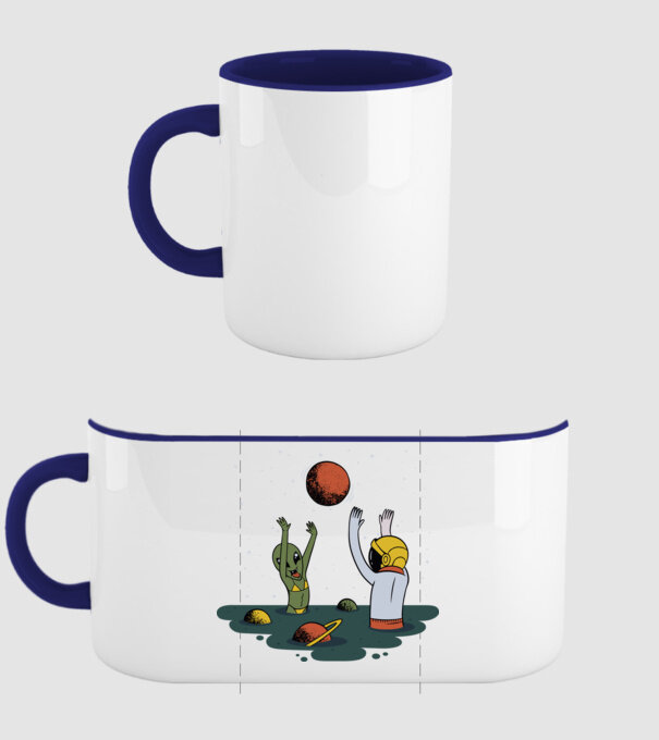 Alien și astronaut joc model albastru închis pe tricou