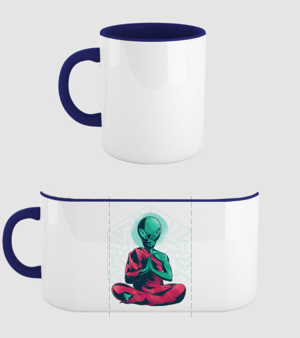 Meditație Alien model albastru închis pe tricou
