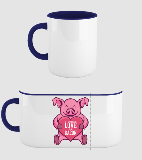 All you need is love and bacon model albastru închis pe tricou
