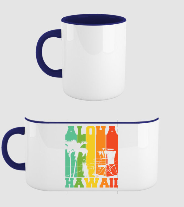 Aloha Hawaii model albastru închis pe tricou