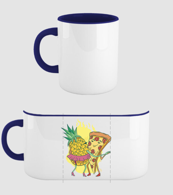 Pizza cu ananas Dragoste model albastru închis pe tricou