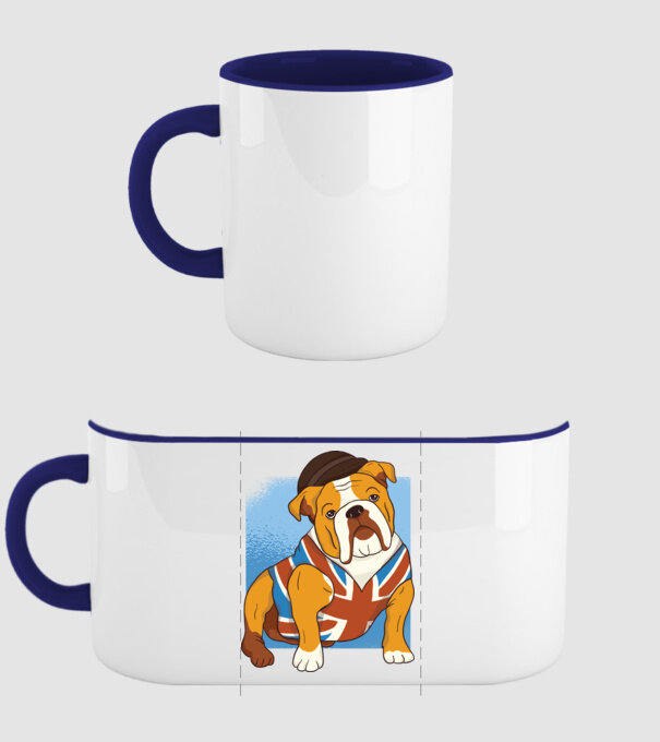 Bulldog englezesc model albastru închis pe tricou