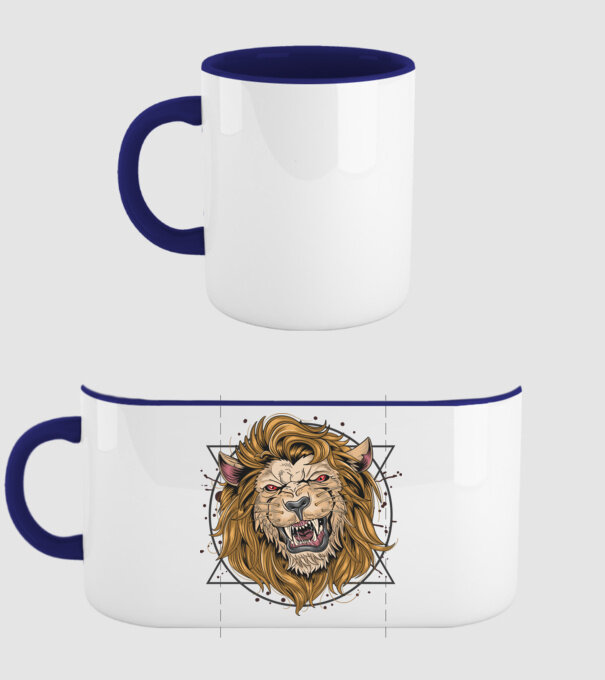 angry lion model albastru închis pe tricou