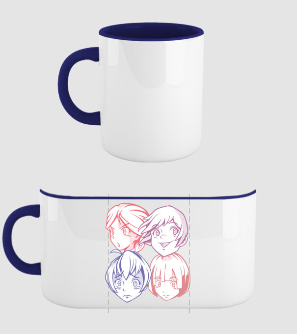 Expresii Anime model albastru închis pe tricou