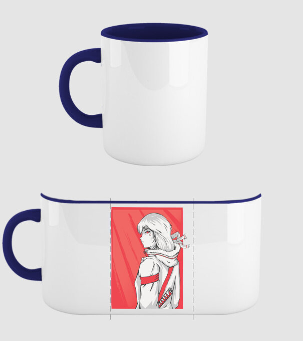 Anime fată Războinic model albastru închis pe tricou