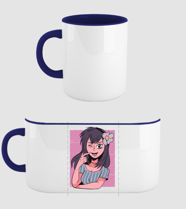 Fată Anime model albastru închis pe tricou