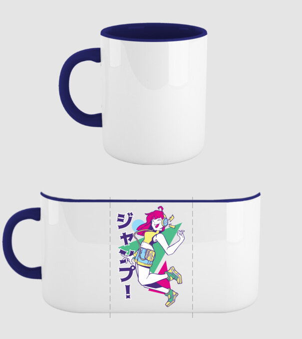 Anime fată retro model albastru închis pe tricou