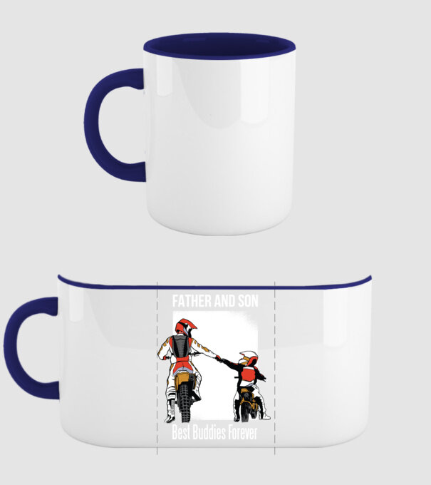 Tată și Fiu cei mai buni Prieteni - Motociclist model albastru închis pe tricou