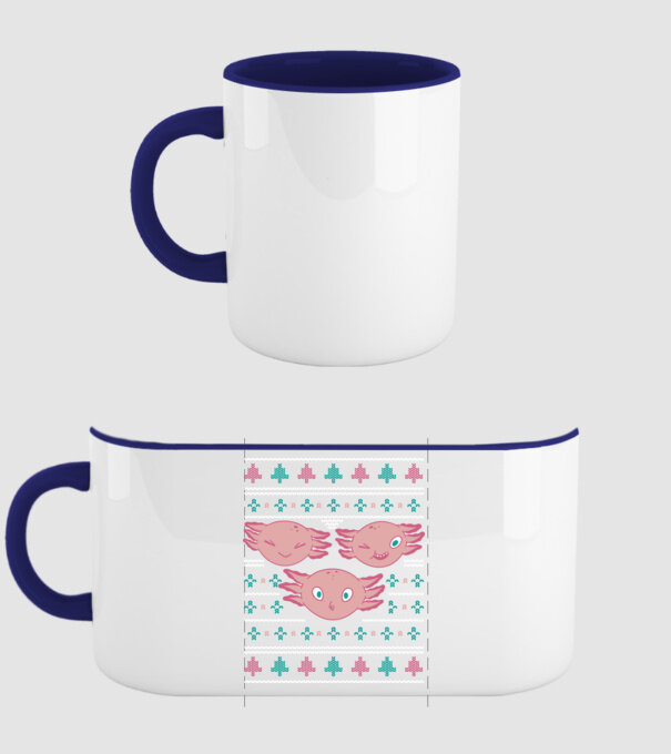 Pulover urât Axolotl model albastru închis pe tricou
