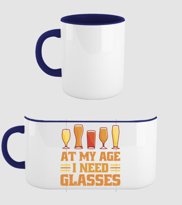 At my age i need glasses model albastru închis pe tricou