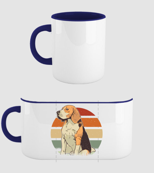 Beagle Retro Sunset model albastru închis pe tricou