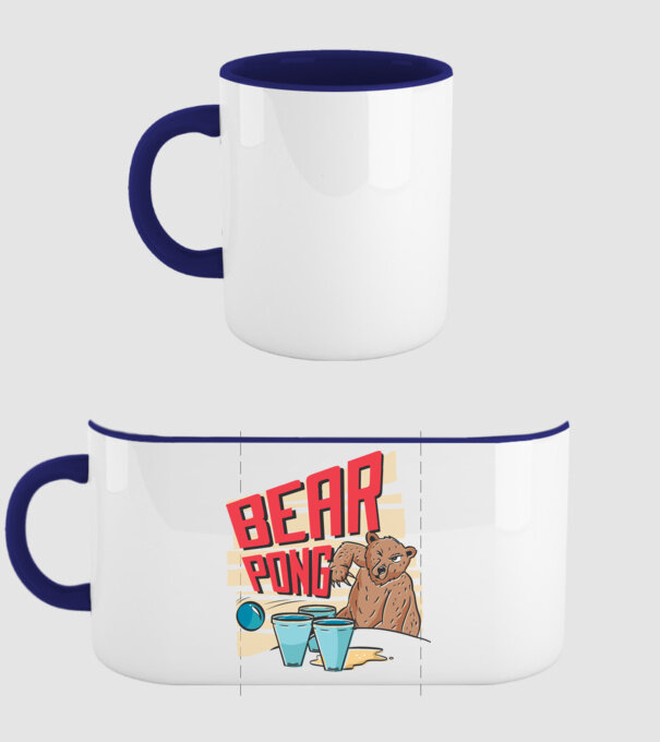 Bear Pong model albastru închis pe tricou
