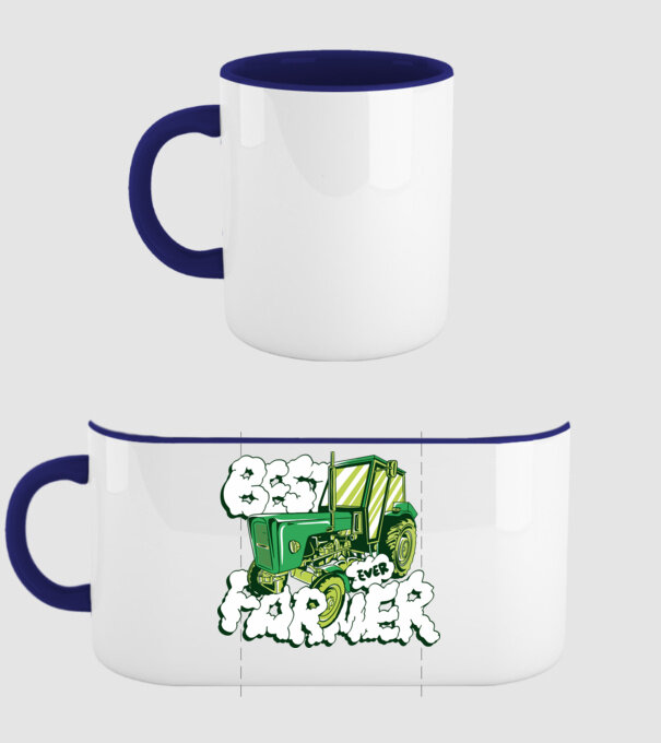 Best Farmer Ever cu Tractor model albastru închis pe tricou