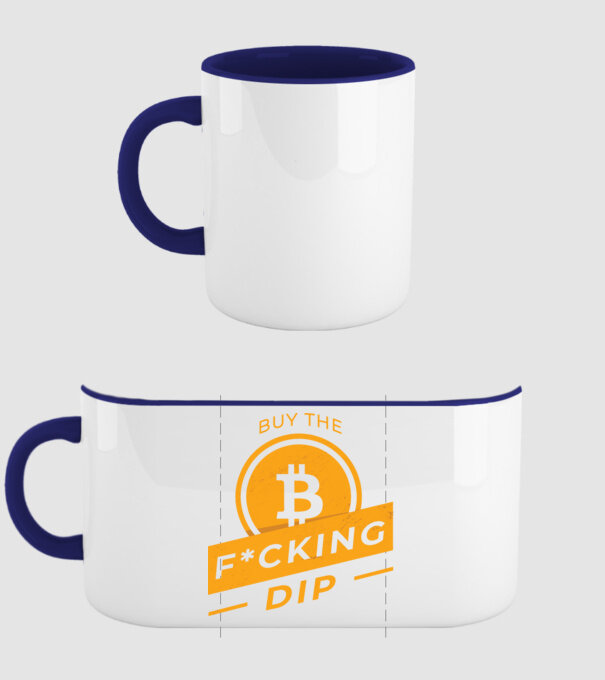 Bitcoin - Buy the fucking dip model albastru închis pe tricou