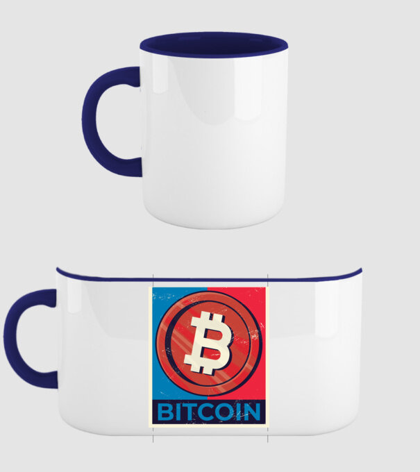 Bitcoin Criptomonedă model albastru închis pe tricou