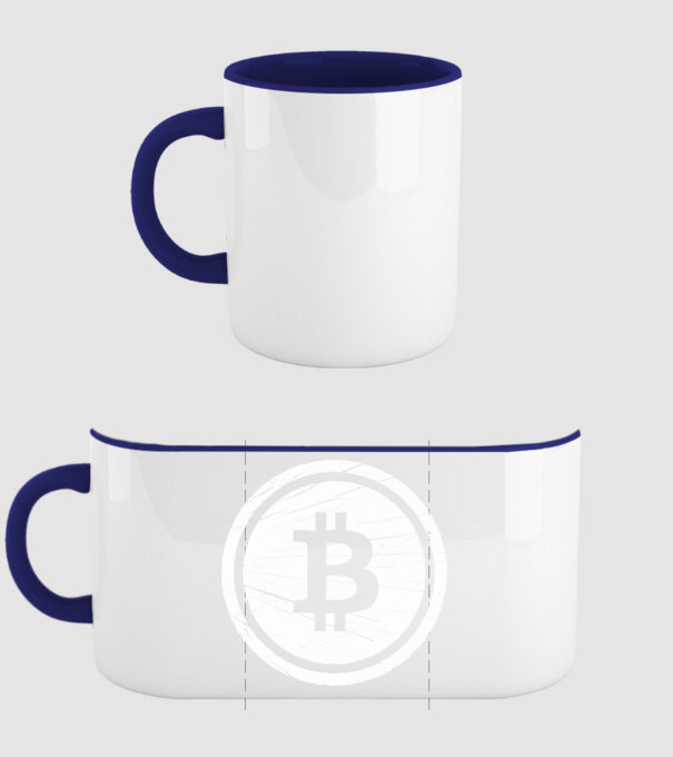 Bitcoin logo model albastru închis pe tricou