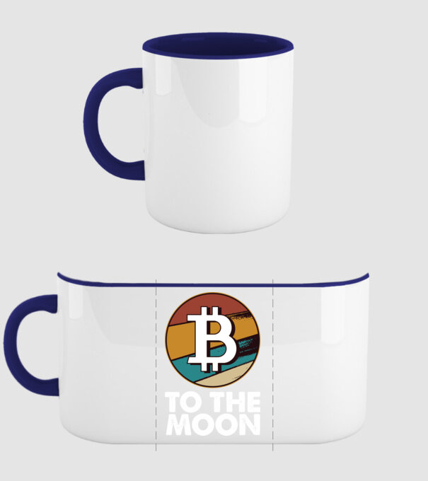 Bitcoin to the moon model albastru închis pe tricou