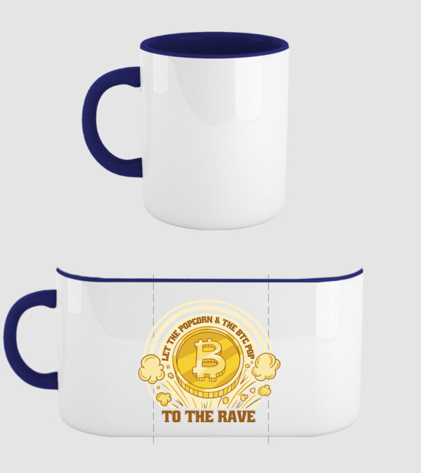 Bitcoin to the Rave model albastru închis pe tricou
