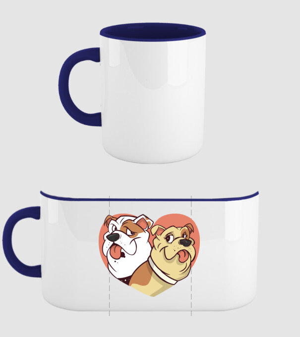 Dragoste Bulldog model albastru închis pe tricou