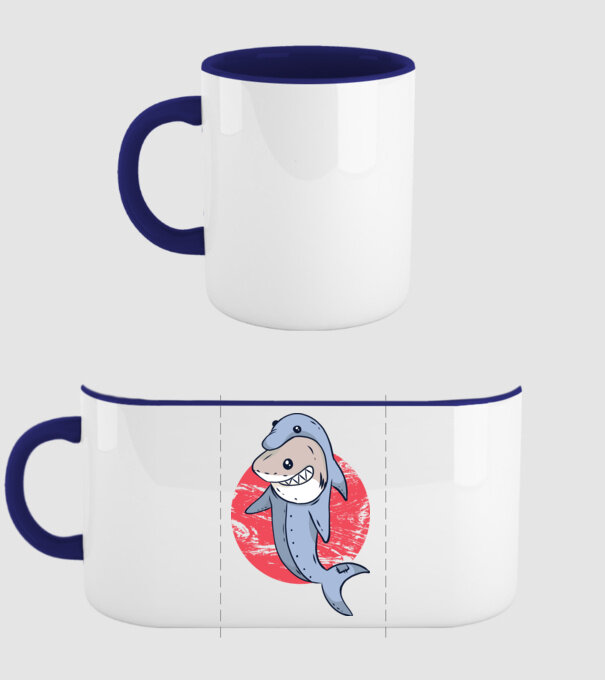 Rechin în costum de delfin model albastru închis pe tricou