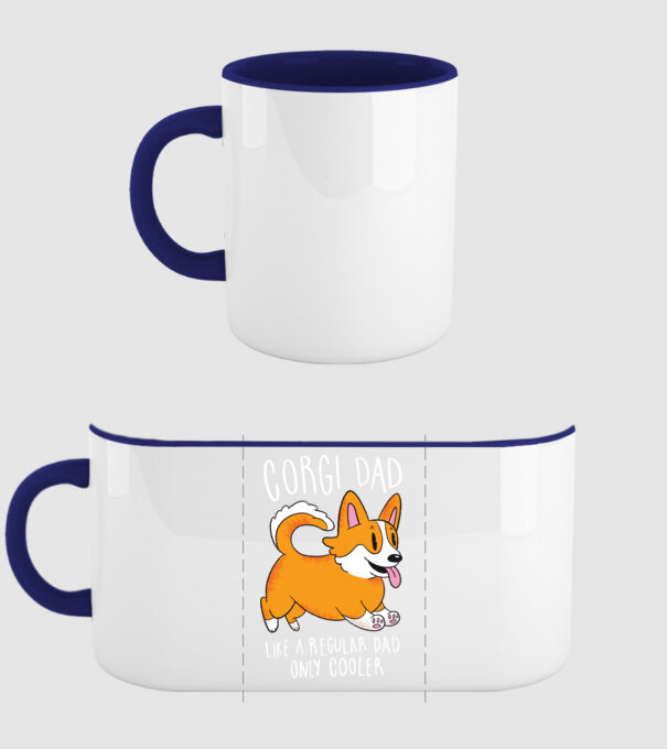 Tată de Corgi model albastru închis pe tricou