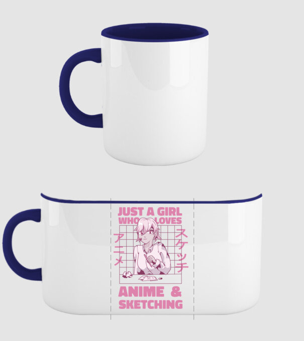 Doar o fată căreia îi place Anime și desenul model albastru închis pe tricou